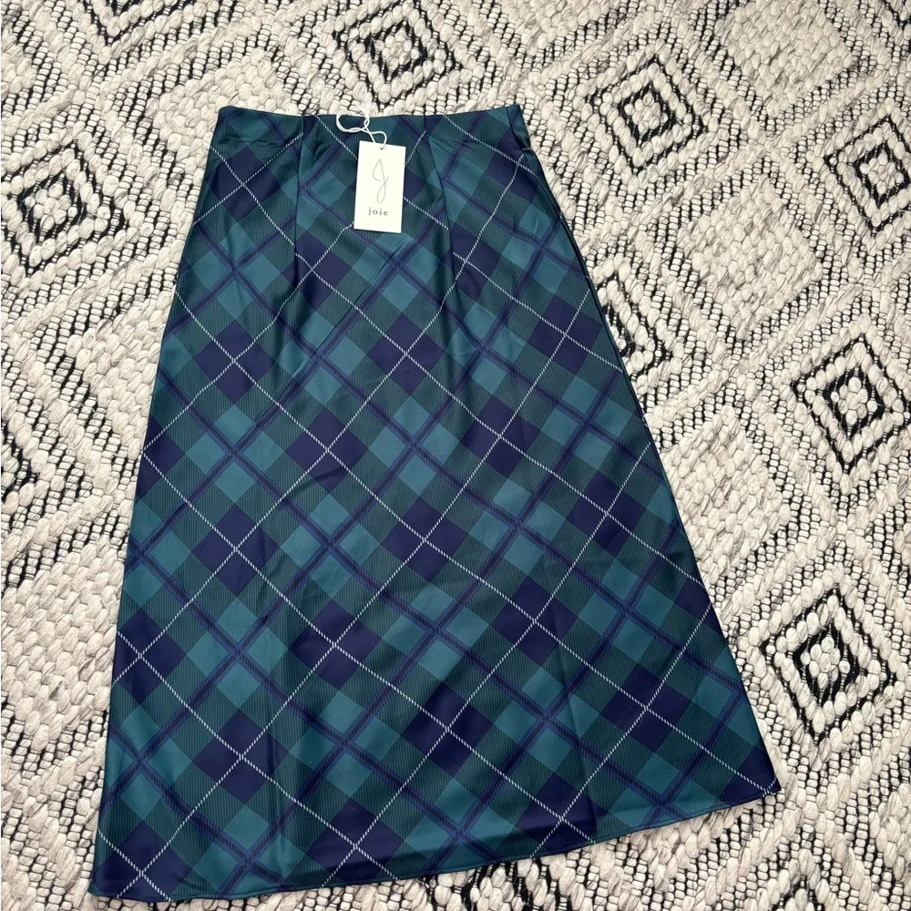 Joie Tartan Satin A-Line Slip Skirt - Picture 2 of 4